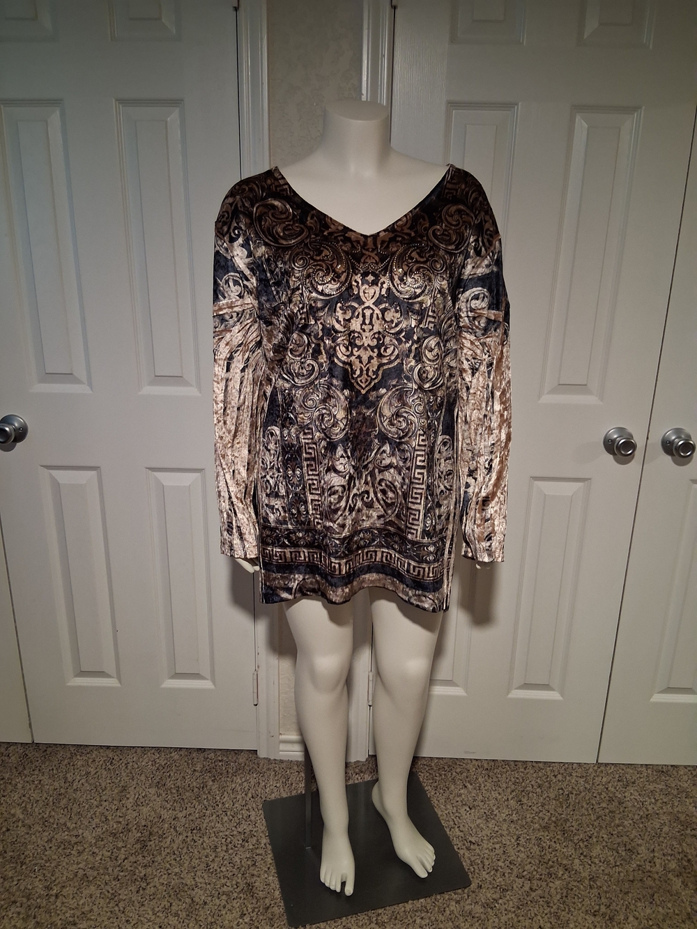Catherines Brown & Black Ornate V-Neck Tunic